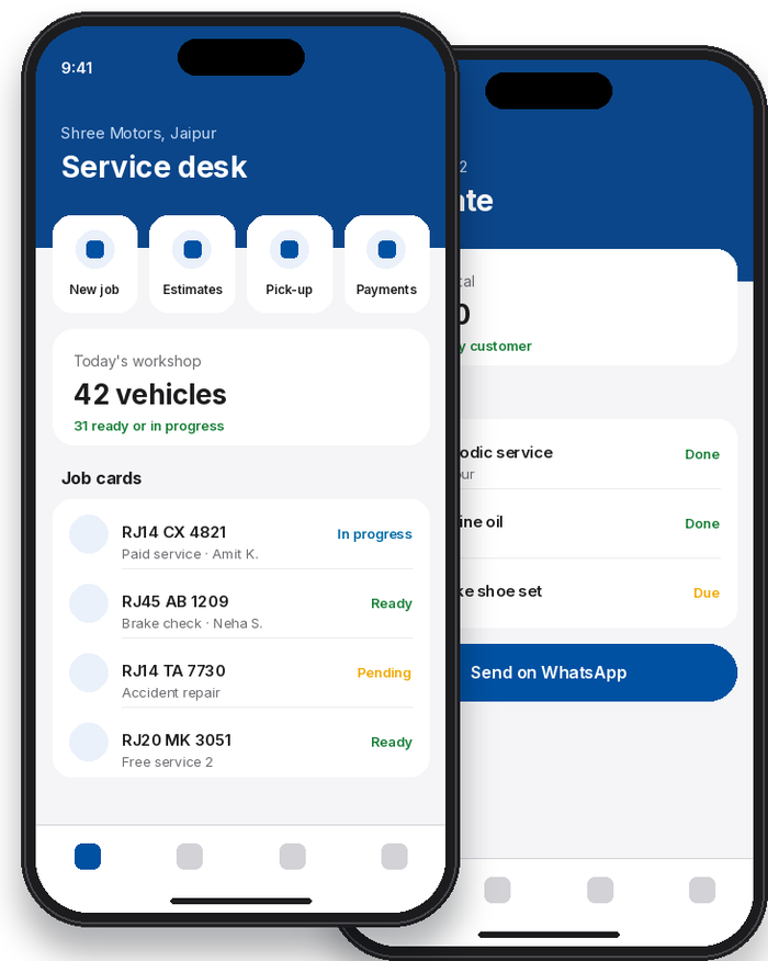AutoGenius Premium Service app screens