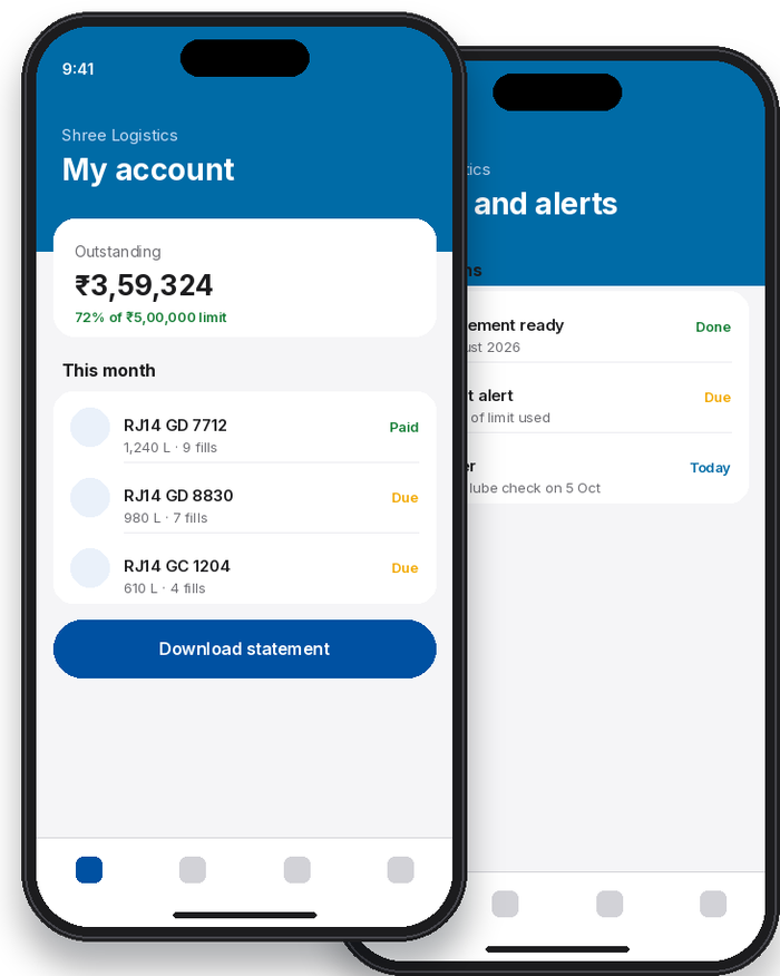 Credit customers app screens
